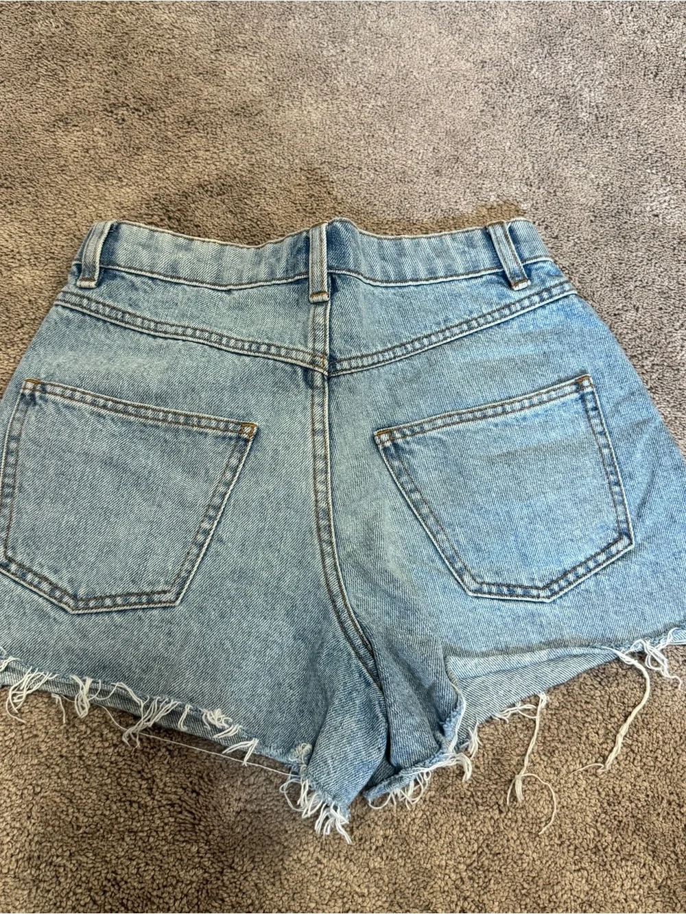 Topshop Light Wash High-Waist Denim Cutoff Shorts - Picture 3 of 5
